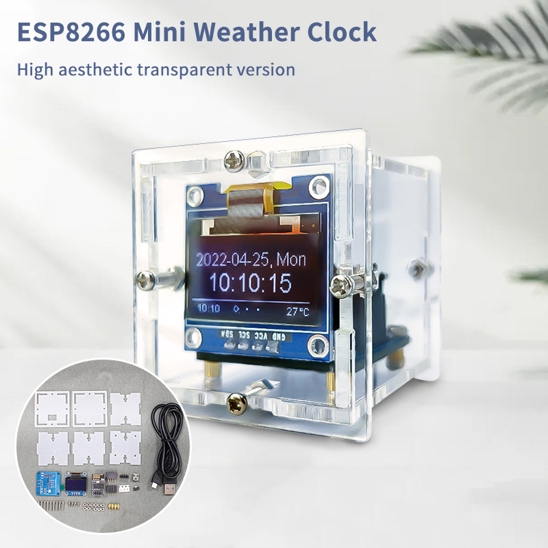 ESP8266 Mini Weather Clock Kit - Diy Electronics Soldering Kit 评论和价格