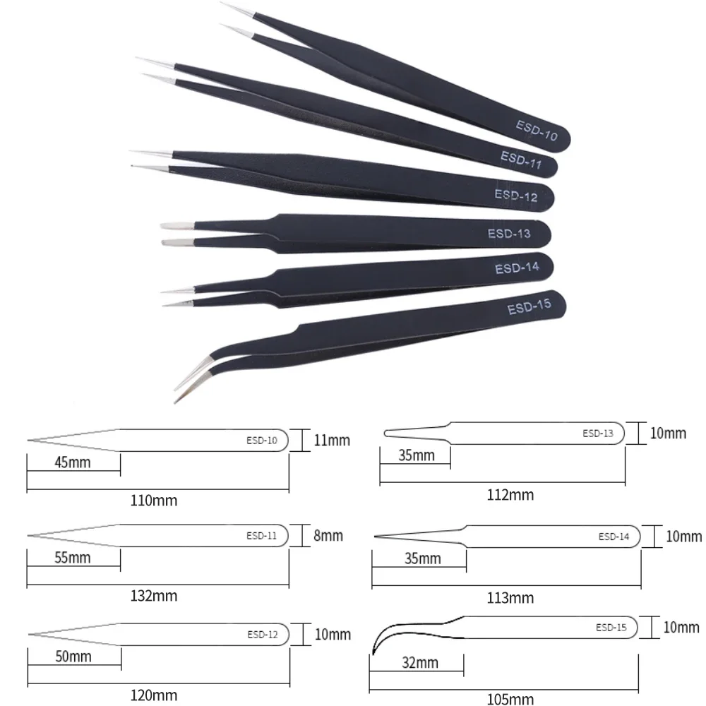 Precision Tweezers Set ESD-10/ - Diy Electronics Soldering Kit 评论和价格