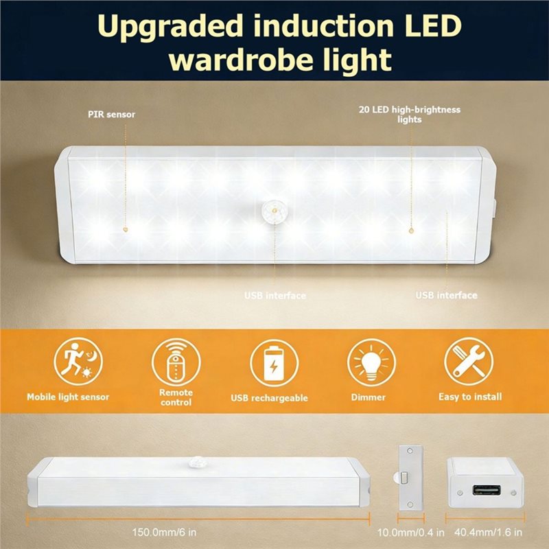 ABDJ-LED Closet Light With Mot - Ldr Light Sensor 评论和价格