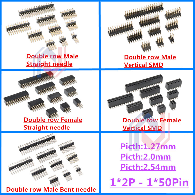 10Pcs 1.27mm 2.0mm 2.54mm Pitc - Male Female Header Pin 评论和价格