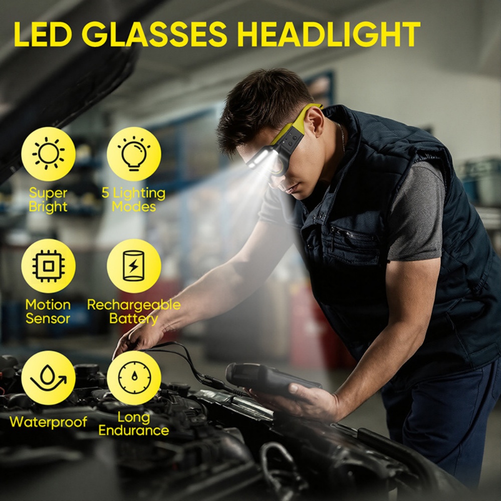 LED Headlamp Glasses Rechargea - Ldr Light Sensor 评论和价格